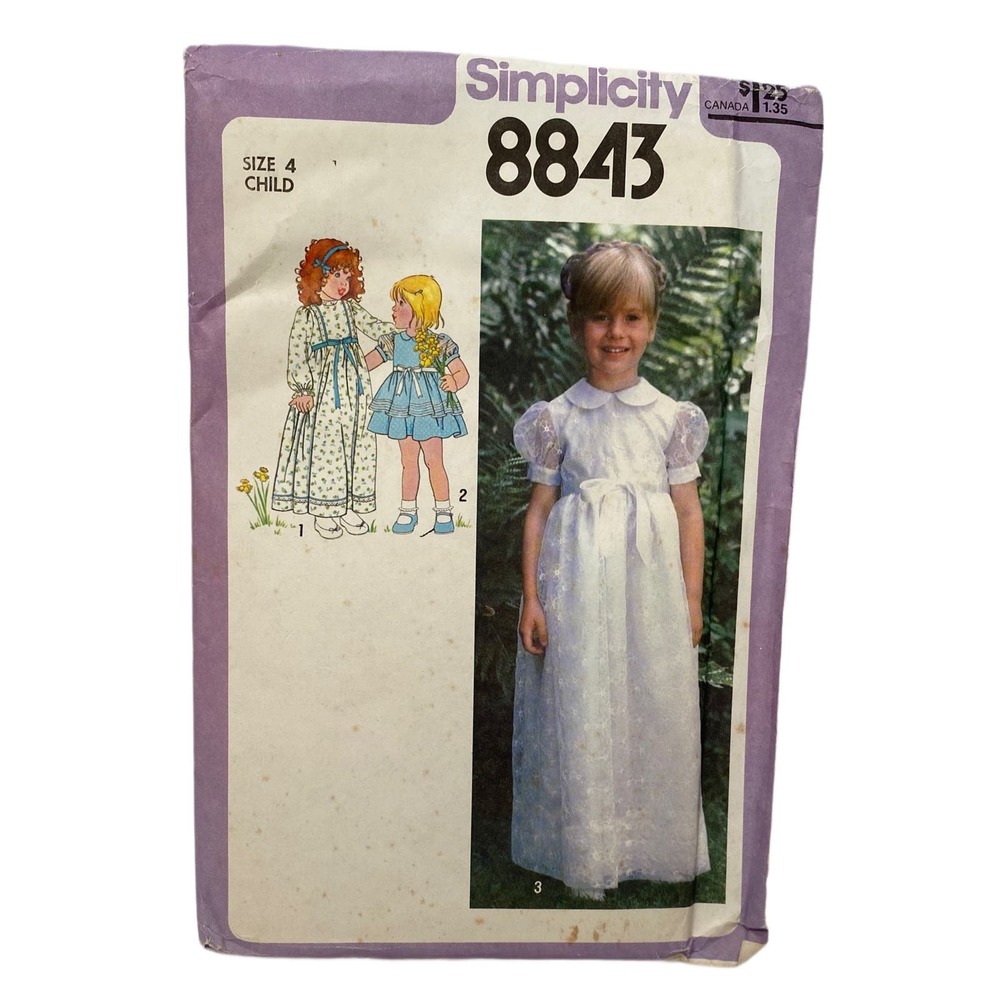 Vintage Simplicity Girl’s Dress Pattern #8843 Size 4
